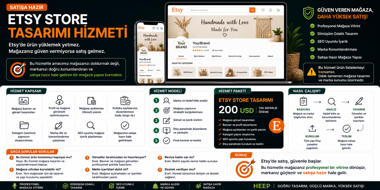 Satışa Hazır Etsy Store Tasarımı Hizmeti